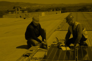 yellow electricians solar panels